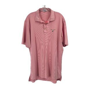 Peter Millar Summer Comfort Red Stripe Polo Shirt Longhorn Golf Mens Sz Large